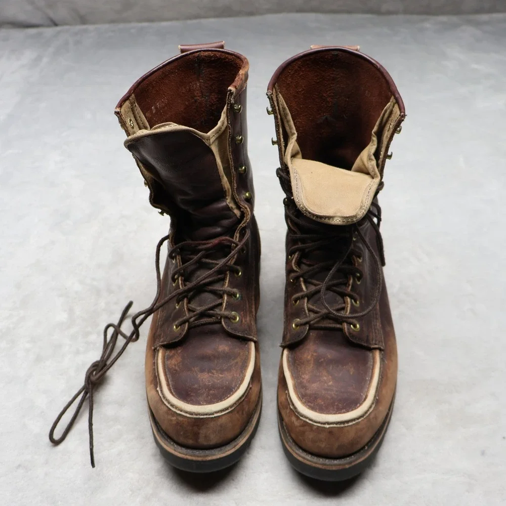 Filson Men 9.5D Work Uplander Boots Brn Moc Toe Leather Lug Sole Rugged Lace VTG